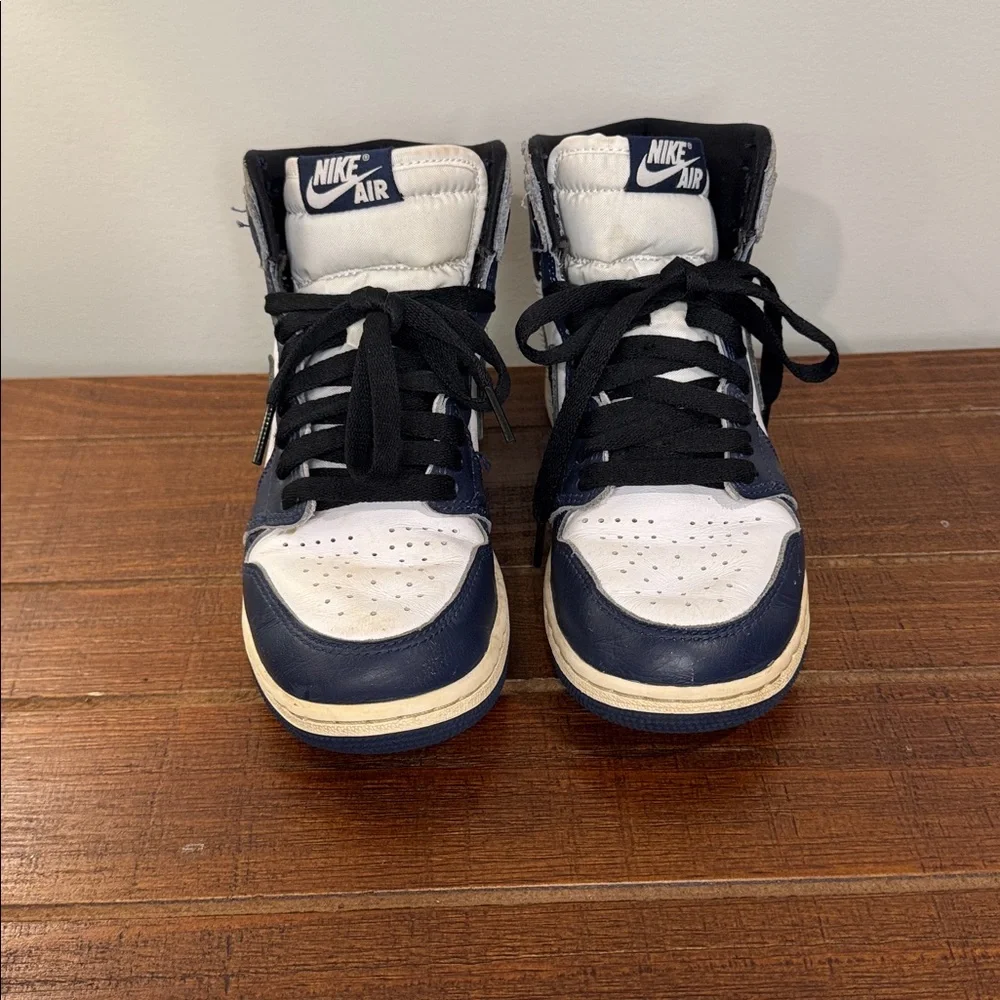 Air Jordan 1 High OG Sneakers Storm Blue and White Basketball Shoes Youth 4‎